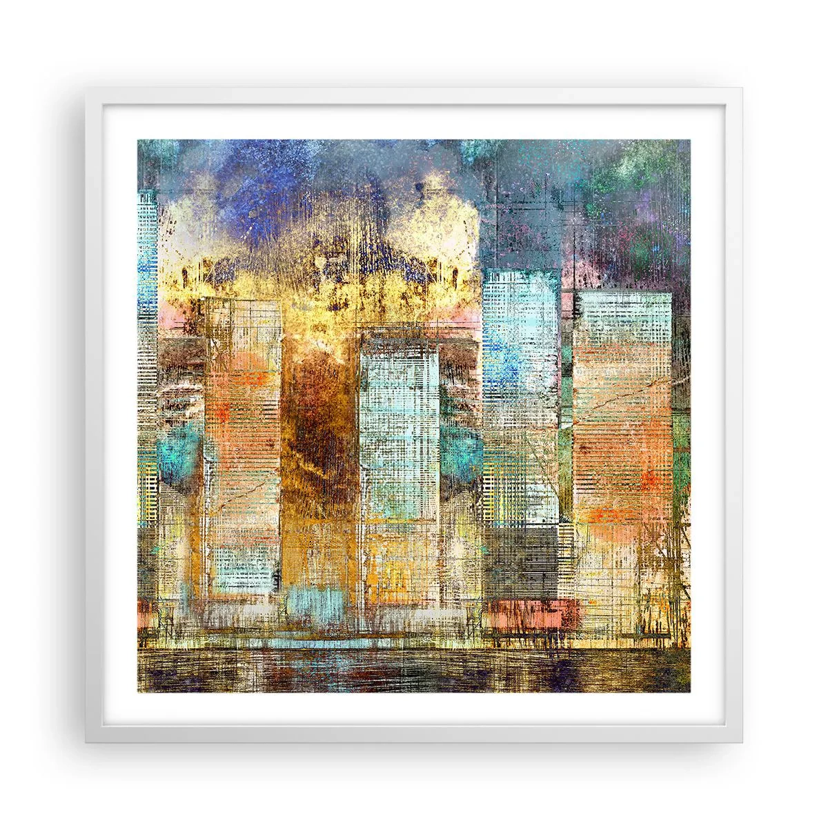 Poster in white frmae - Sunny Metropolis - 60x60 cm