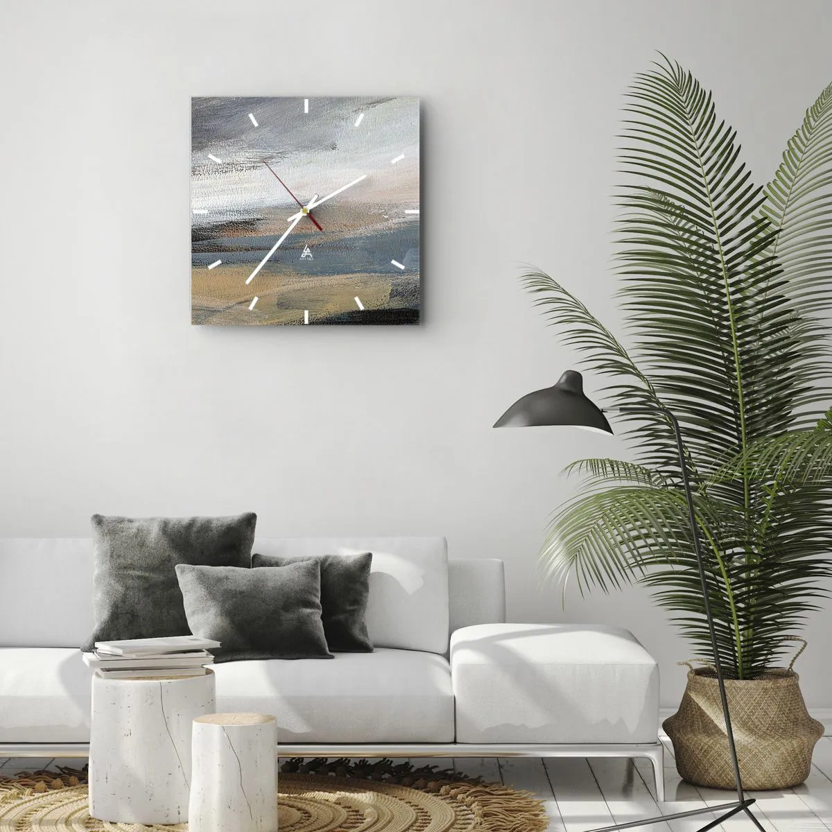 Wall clock - Clock on glass - Abstract: Northern Landscsape - 40x40 cm