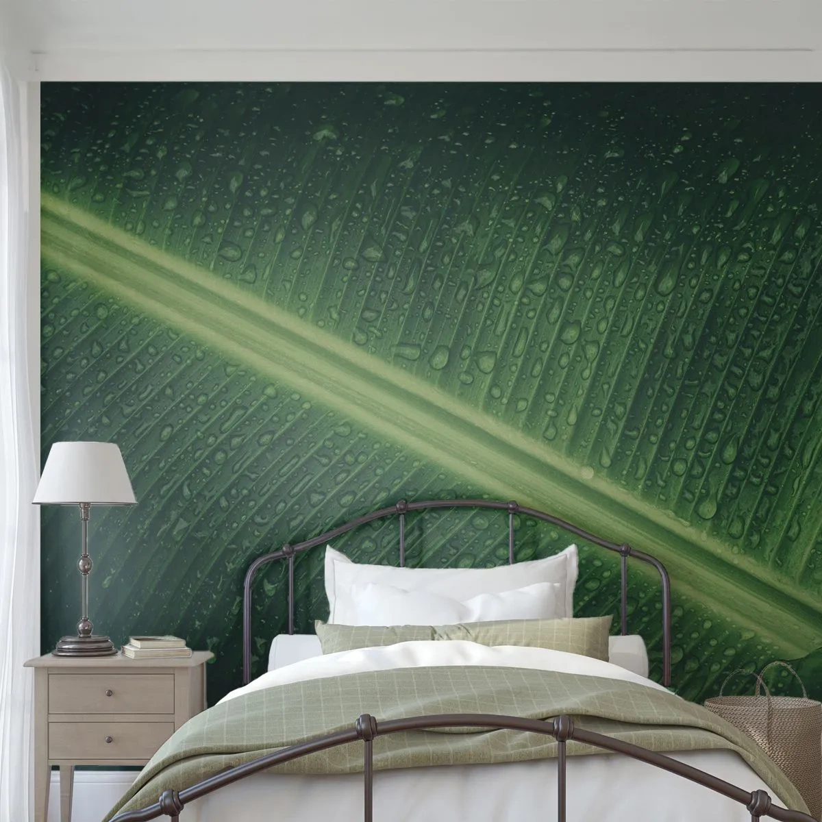 Photo Wallpaper Premium Sand - Structure of Green - Green leaf, Tropical Plant, Piece - 100x70 cm
