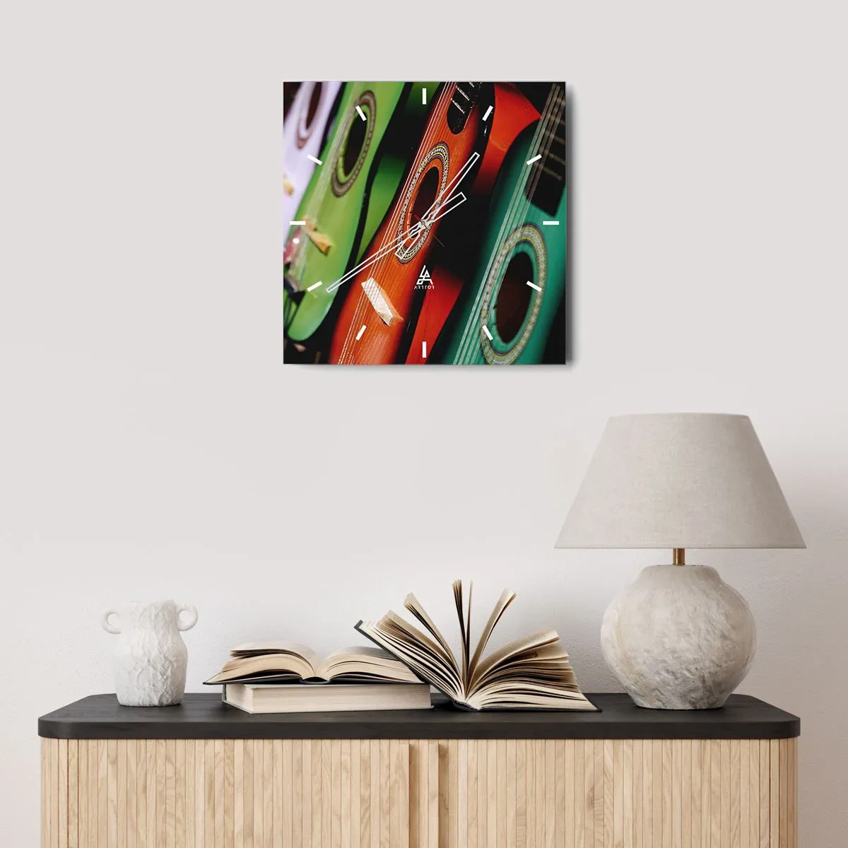 Wall clock - Clock on glass - Guitar Has Many Shades - 30x30 cm