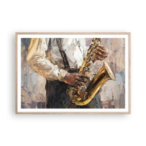 Poster in light oak frame - Time for a Solo - 100x70 cm