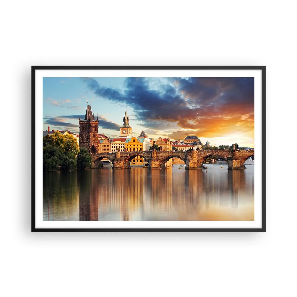 Poster in black frame - Beautiful Prague - 100x70 cm