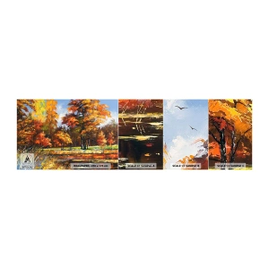 Photo Wallpaper Sample Self-Adhesive Deluxe Sticker - Landscape in Gold and Brown - Landscape, Forest, Impressionism - 100x30 cm