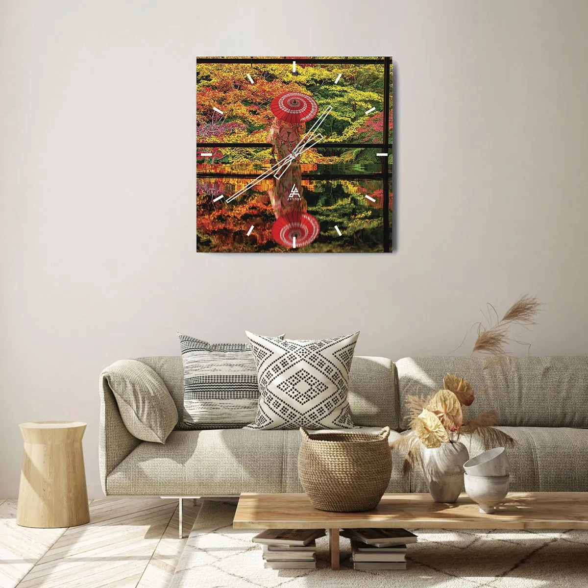 Wall clock - Clock on glass - In a Temple of Nature - 40x40 cm