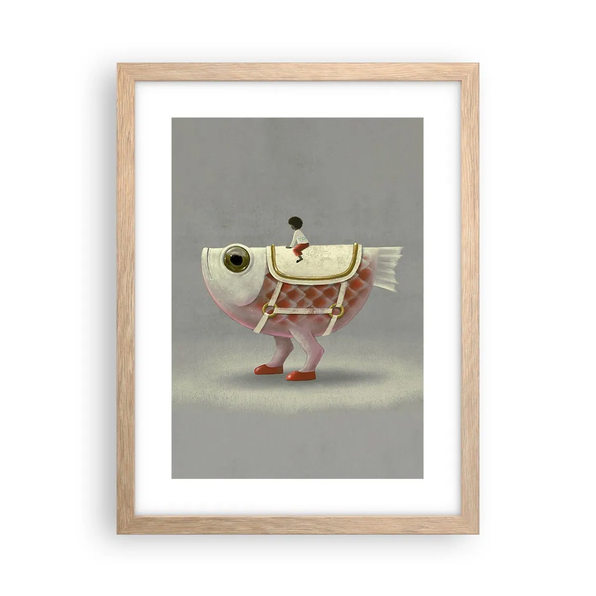 Poster in light oak frame - Fish Jockey - 30x40 cm