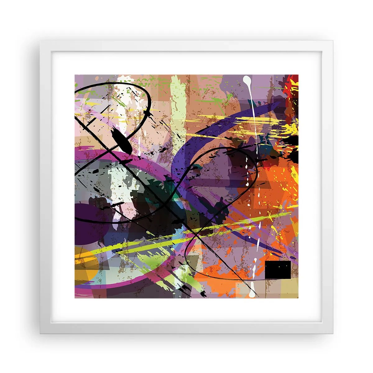 Poster in white frmae - Straight Ahead or Around - 40x40 cm