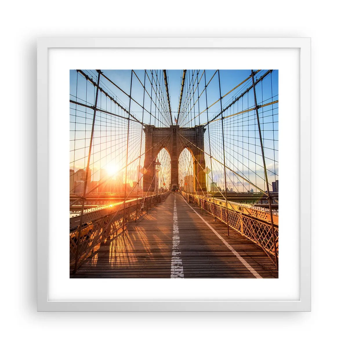 Poster in white frmae - On a Golden Bridge - 40x40 cm