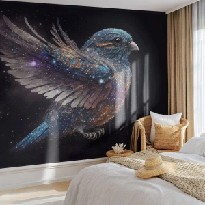 Photo Wallpaper Premium Sand - Diamond Sparrow - Bird, Magic, Cosmos - 350x256 cm