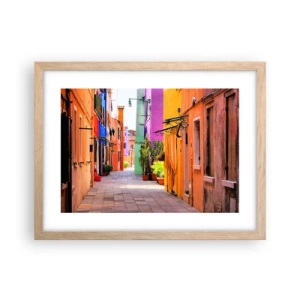 Poster in light oak frame - Rainbow Alley - 40x30 cm