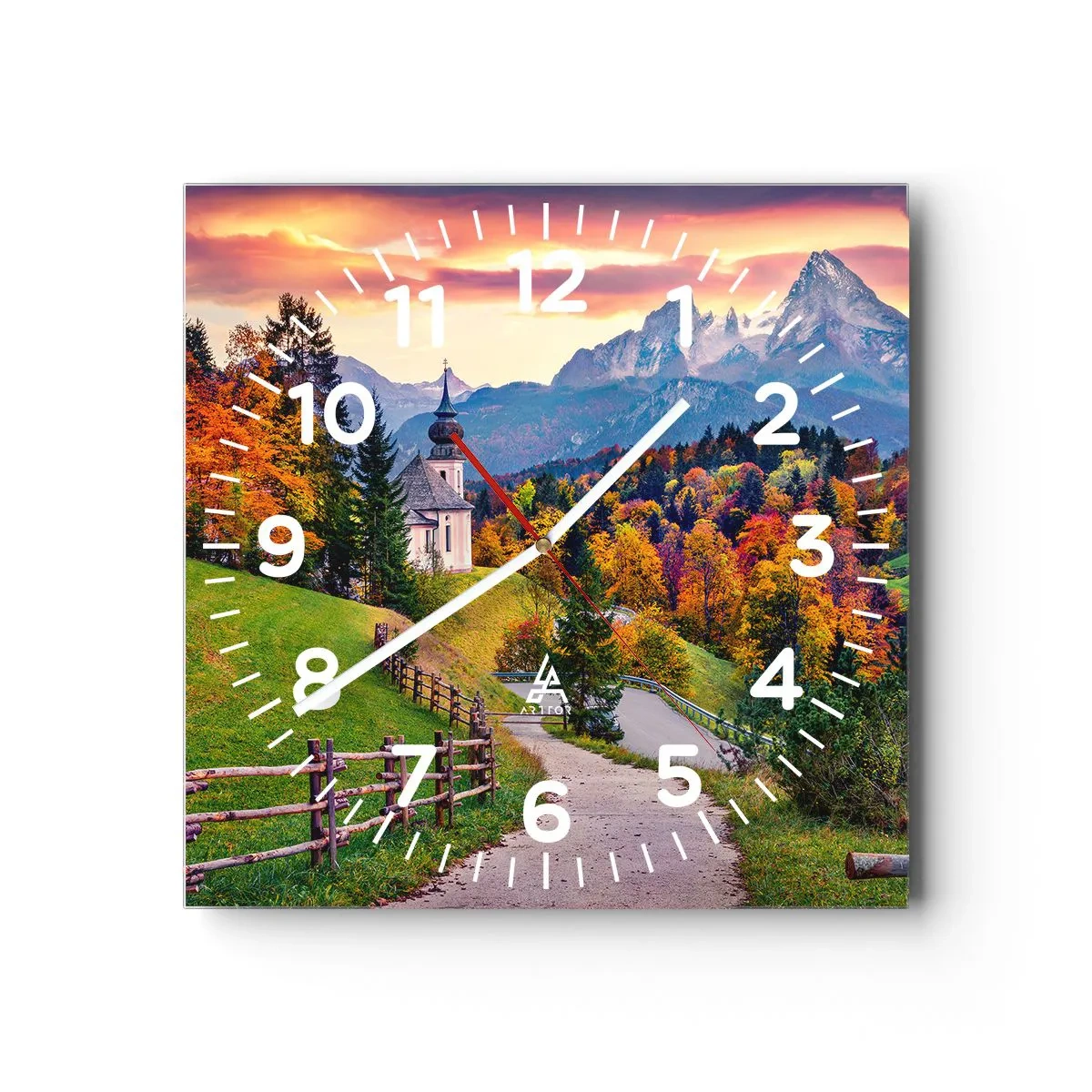 Wall clock - Clock on glass - Landscape Like a Picture - 40x40 cm