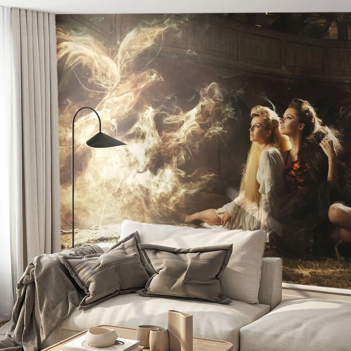 Photo Wallpaper Premium Canvas - And There Was Poetry - Abstraction, Phoenix, Woman - 500x350 cm