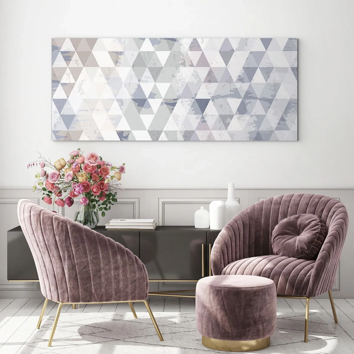 Glass picture - In the Rhythm of a Triangle - 90x30 cm