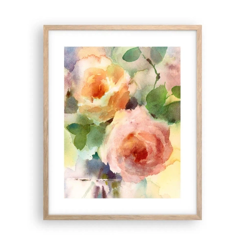 Poster in light oak frame - Delicate Like Watercolour - 40x50 cm