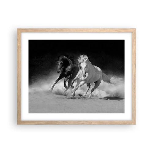 Poster in light oak frame - Gallop of Freedom - 50x40 cm