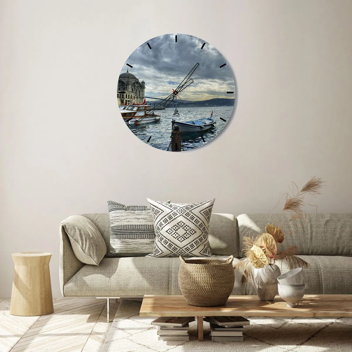 Wall clock - Clock on glass - Between Worlds - 30x30 cm