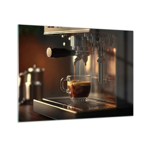 Glass picture - Espresso coffee in a glass with foam - 70x50cm - Sensual Mixture - Modern wall decoration for the living room and bedroom ARTTOR