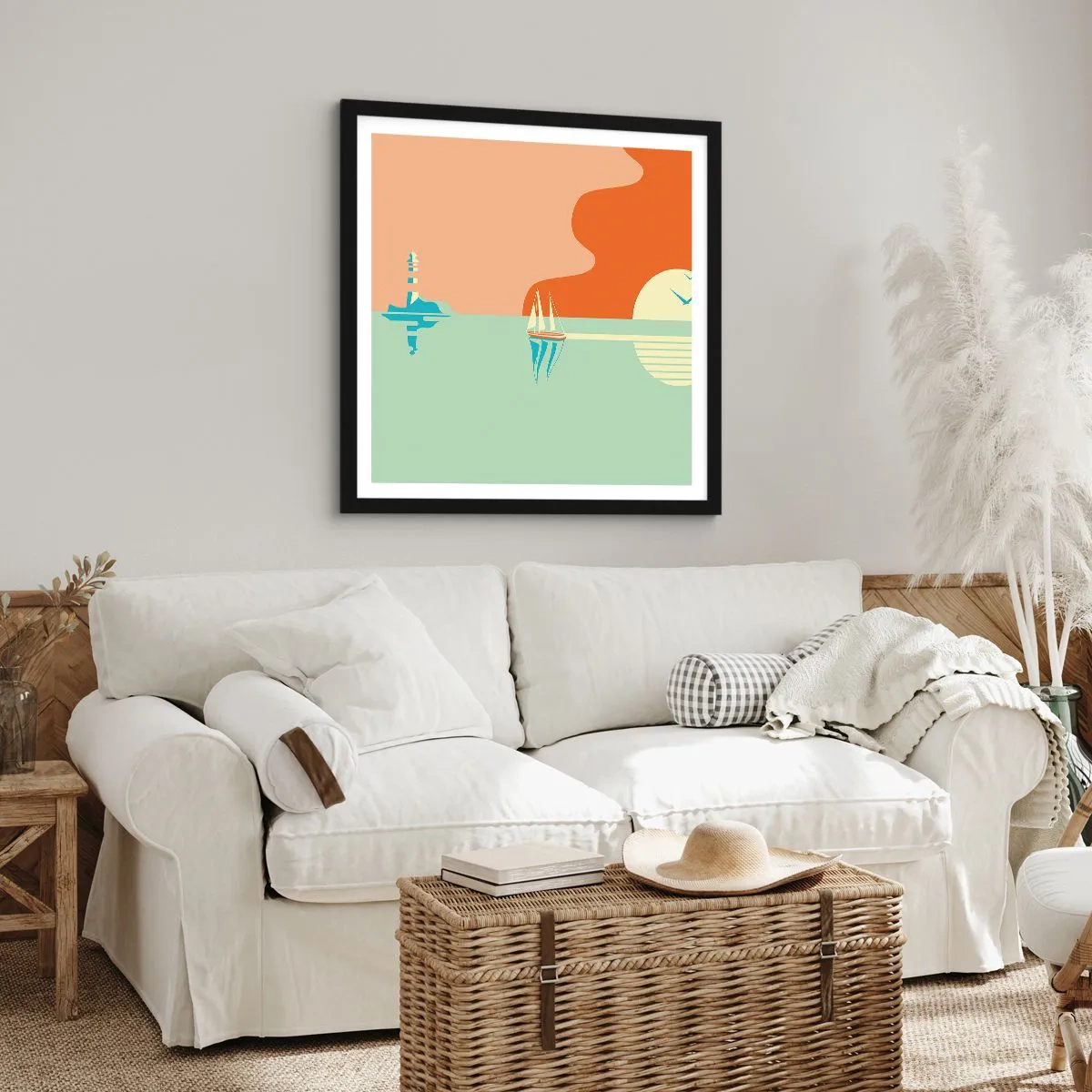 Poster in black frame - Ideal Sea Landscape - 50x50 cm