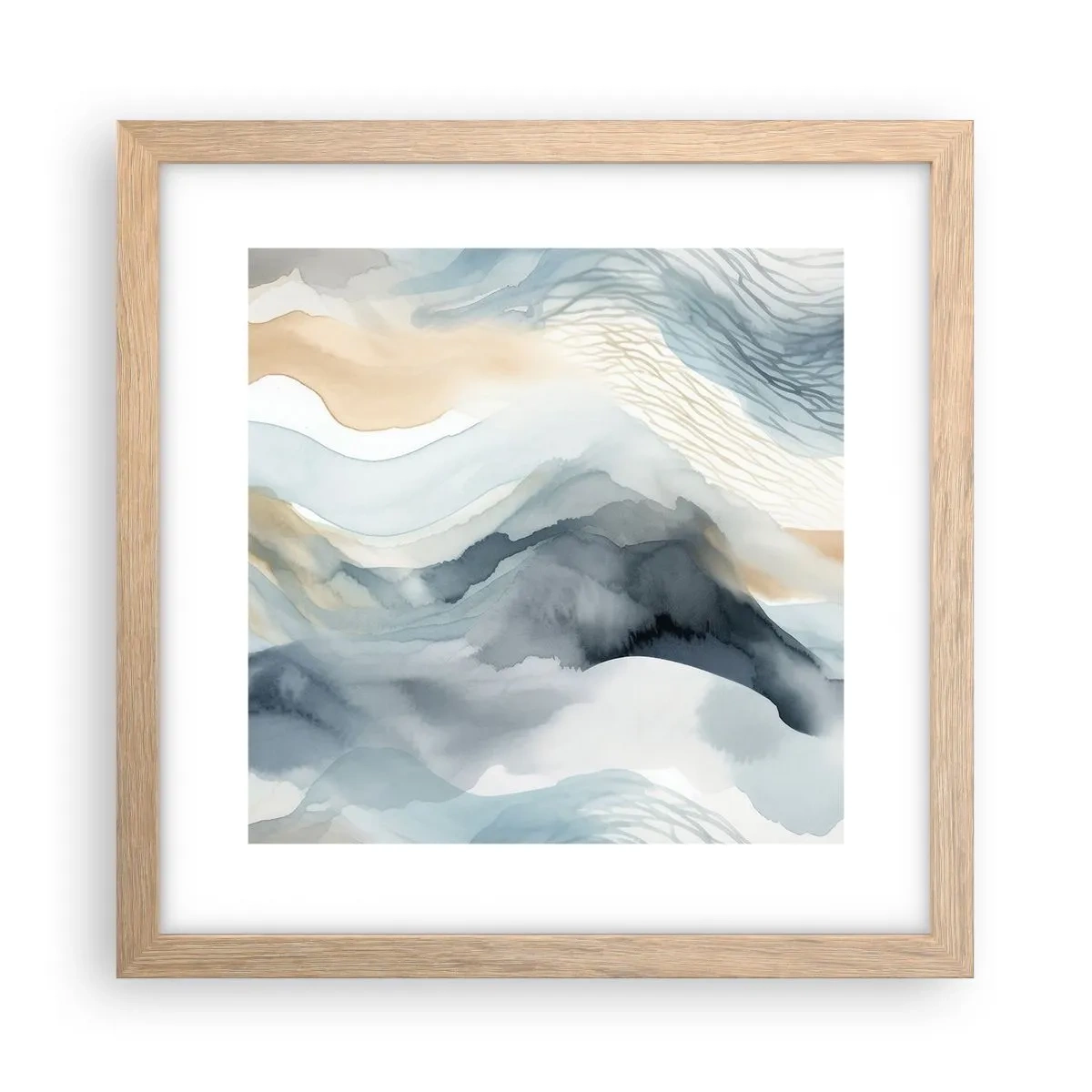 Poster in light oak frame - Snowy and Foggy Abstract - 30x30 cm