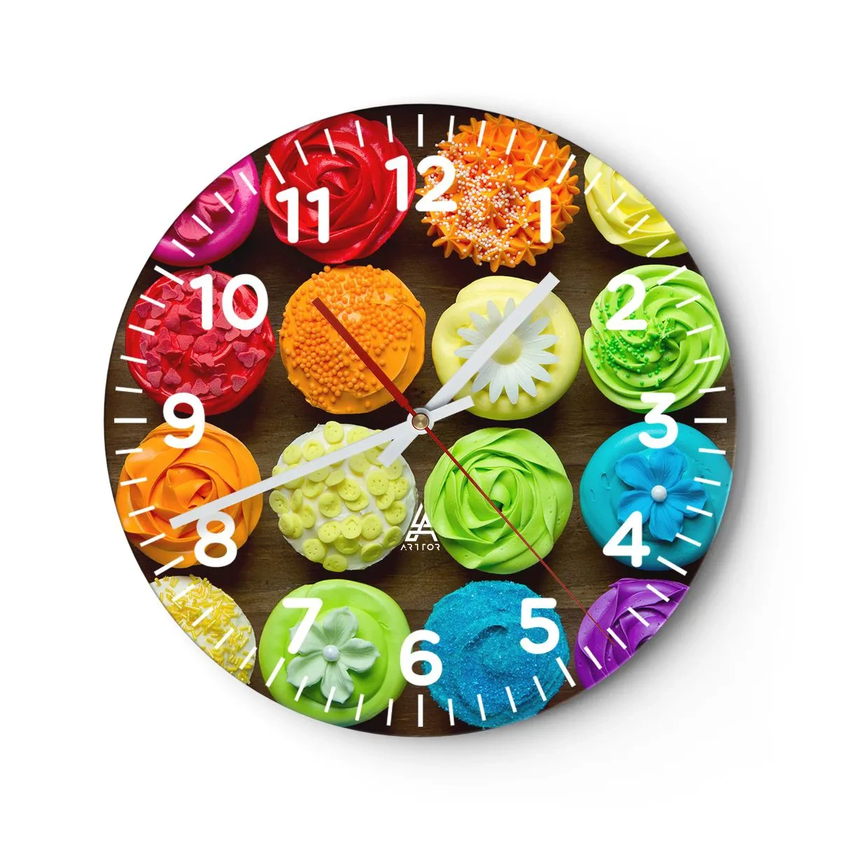 Wall clock - Clock on glass - All Different - All Delicious - 40x40 cm