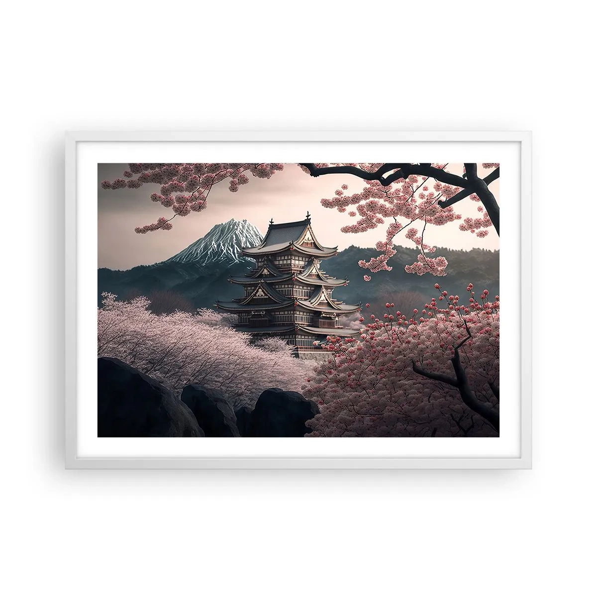 Poster in white frmae - Land of Cherry Blossoms - 70x50 cm