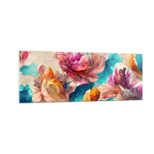 Glass picture - Colourful Splendour of a Bouquet - 140x50 cm
