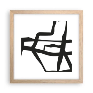 Poster in light oak frame - Black and White Construction - 30x30 cm