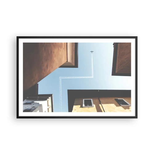 Poster in black frame - Above City Maze - 91x61 cm