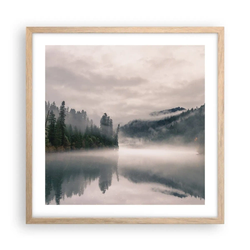 Poster in light oak frame - Musing in the Fog - 50x50 cm