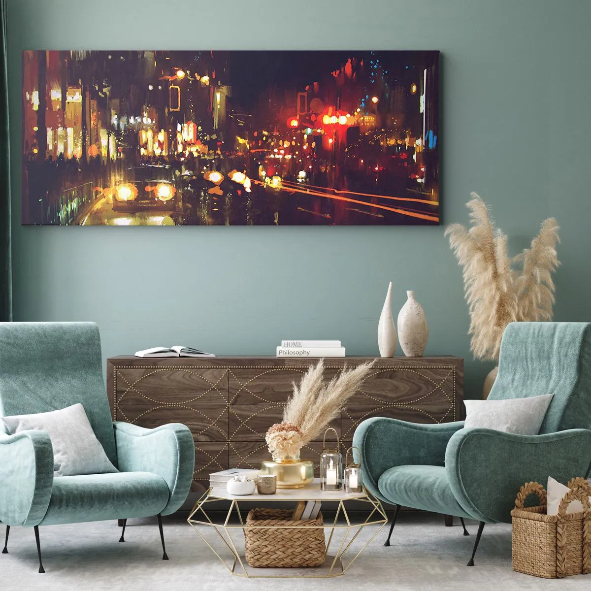 Canvas picture - Drowned in City Lights - 100x40 cm