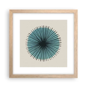 Poster in light oak frame - Rays on Blue - 30x30 cm