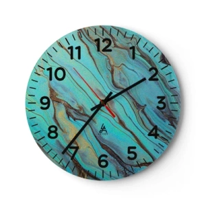 Wall clock - Clock on glass - Turquoise Tide - 30x30 cm
