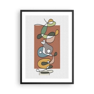 Poster in black frame - Abstract geometric composition with organic lines - 50x70cm - Abstract: Colourful Dance - Modern wall decoration for the living room and bedroom ARTTOR