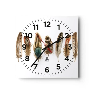 Wall clock - Clock on glass - Feather Variation - 40x40 cm