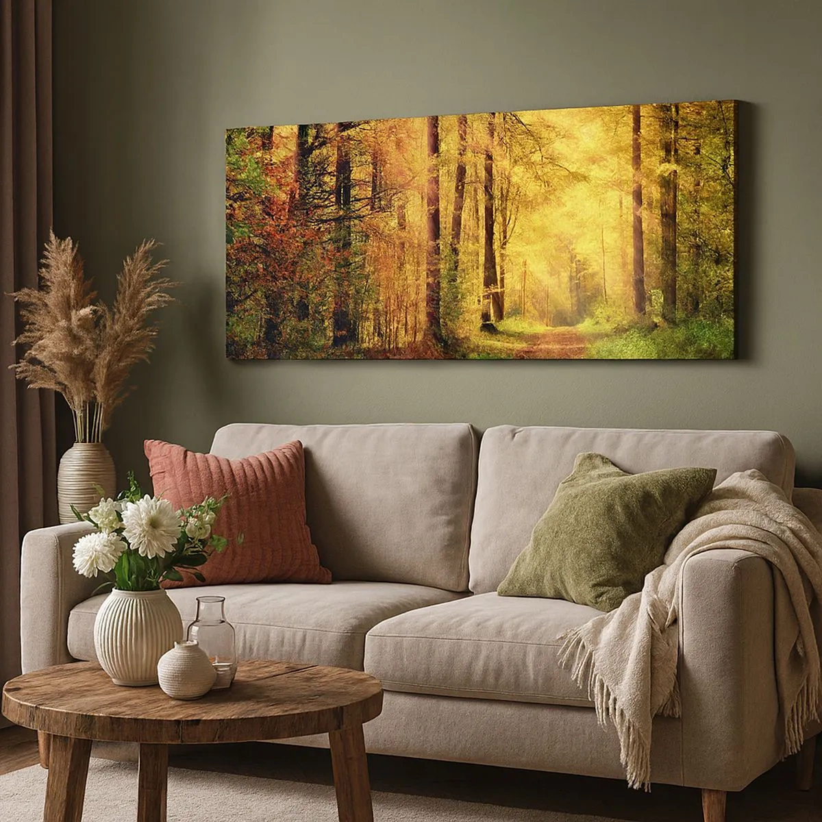 Canvas picture - Forest Golden silence - 100x40 cm