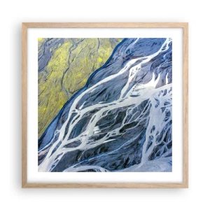 Poster in light oak frame - Cave Paintings of Nature - 50x50 cm