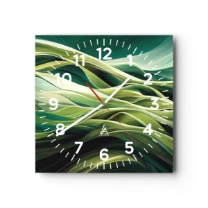 Wall clock - Clock on glass - Abstract Playing Green - 40x40 cm