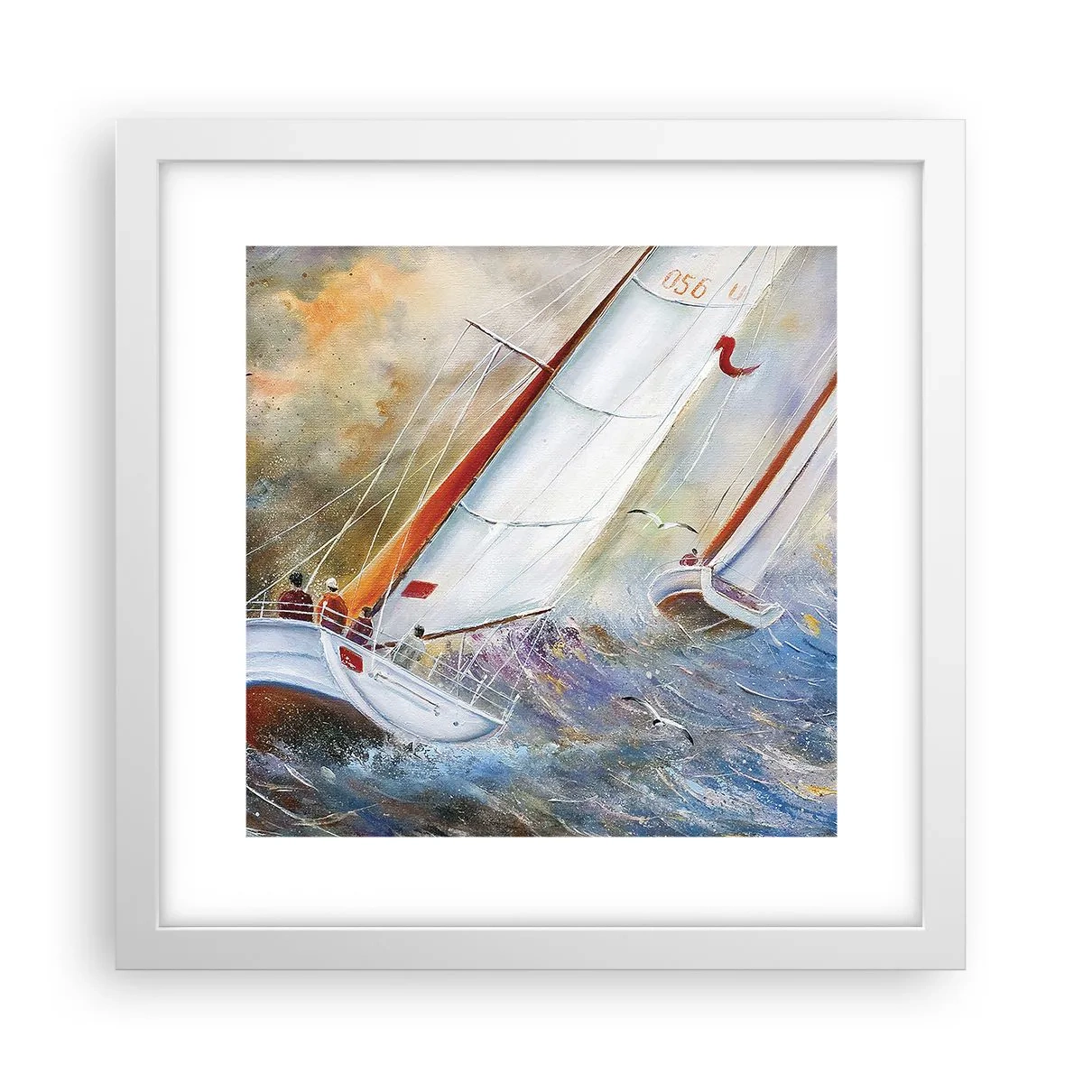 Poster in white frmae - Running on the Waves - 30x30 cm