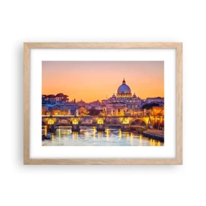 Poster in light oak frame - Twilight over Eternal City - 40x30 cm