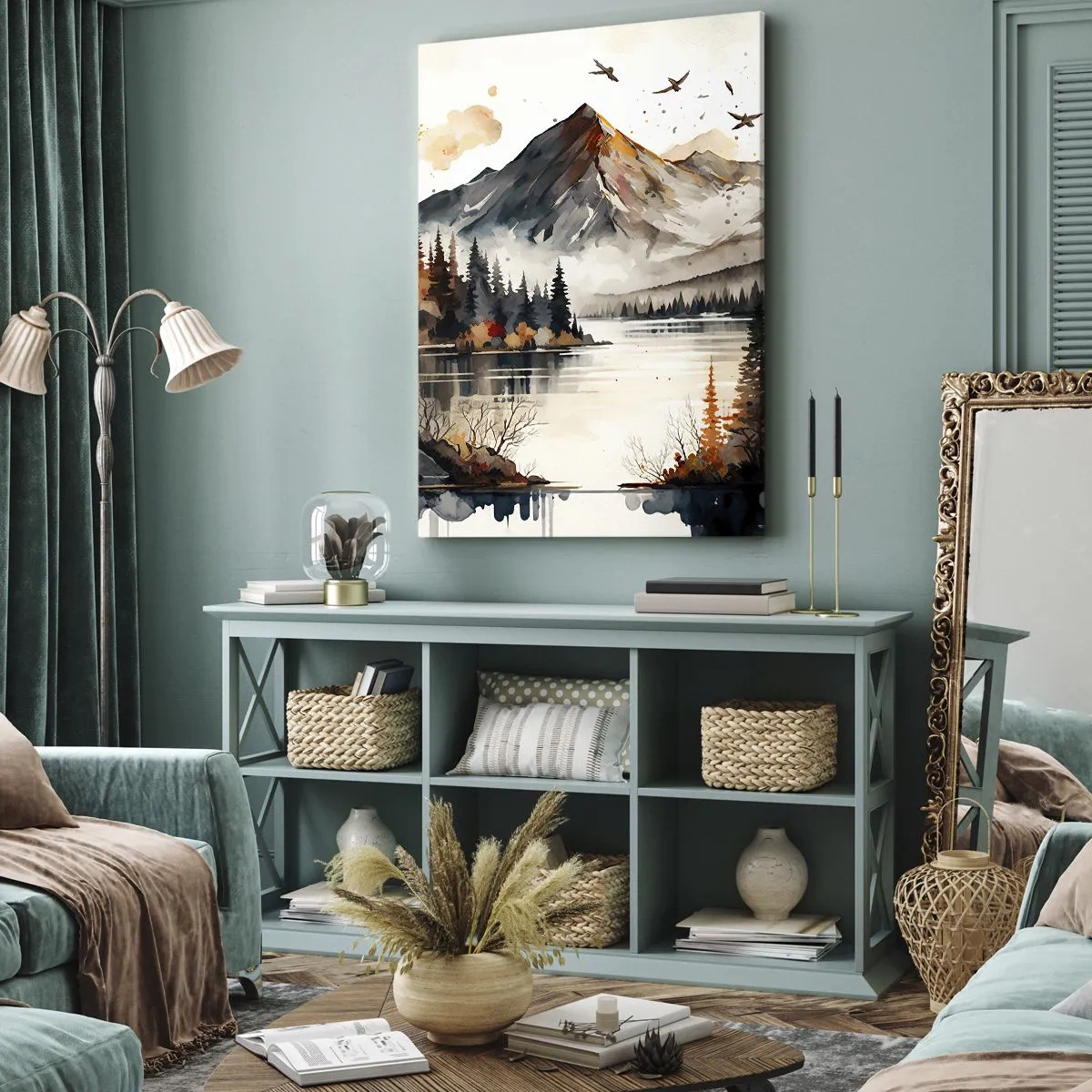 Canvas picture - Golden Autumn in the Mountains - 65x120 cm