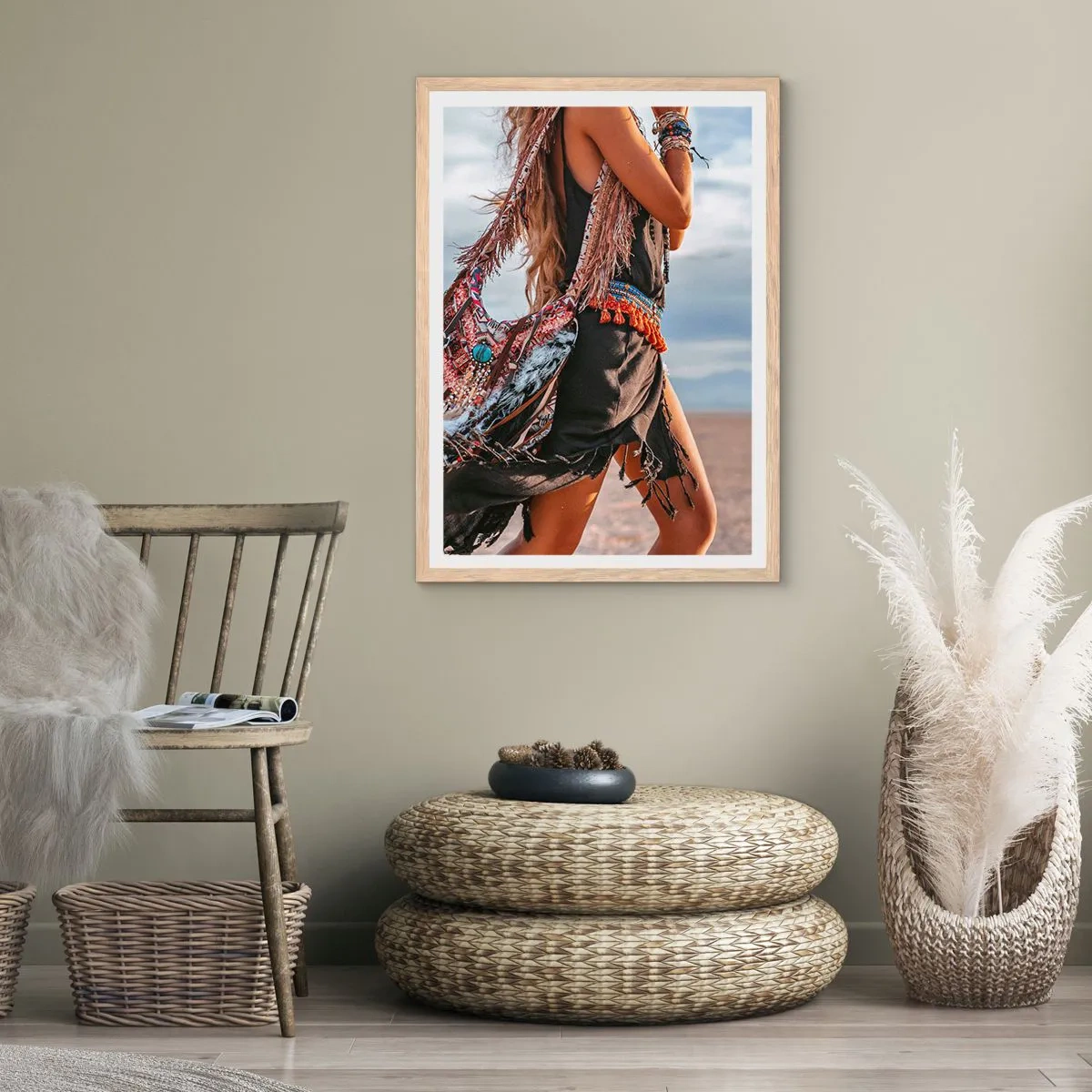 Poster in light oak frame - Shaman's Girl - 70x100 cm