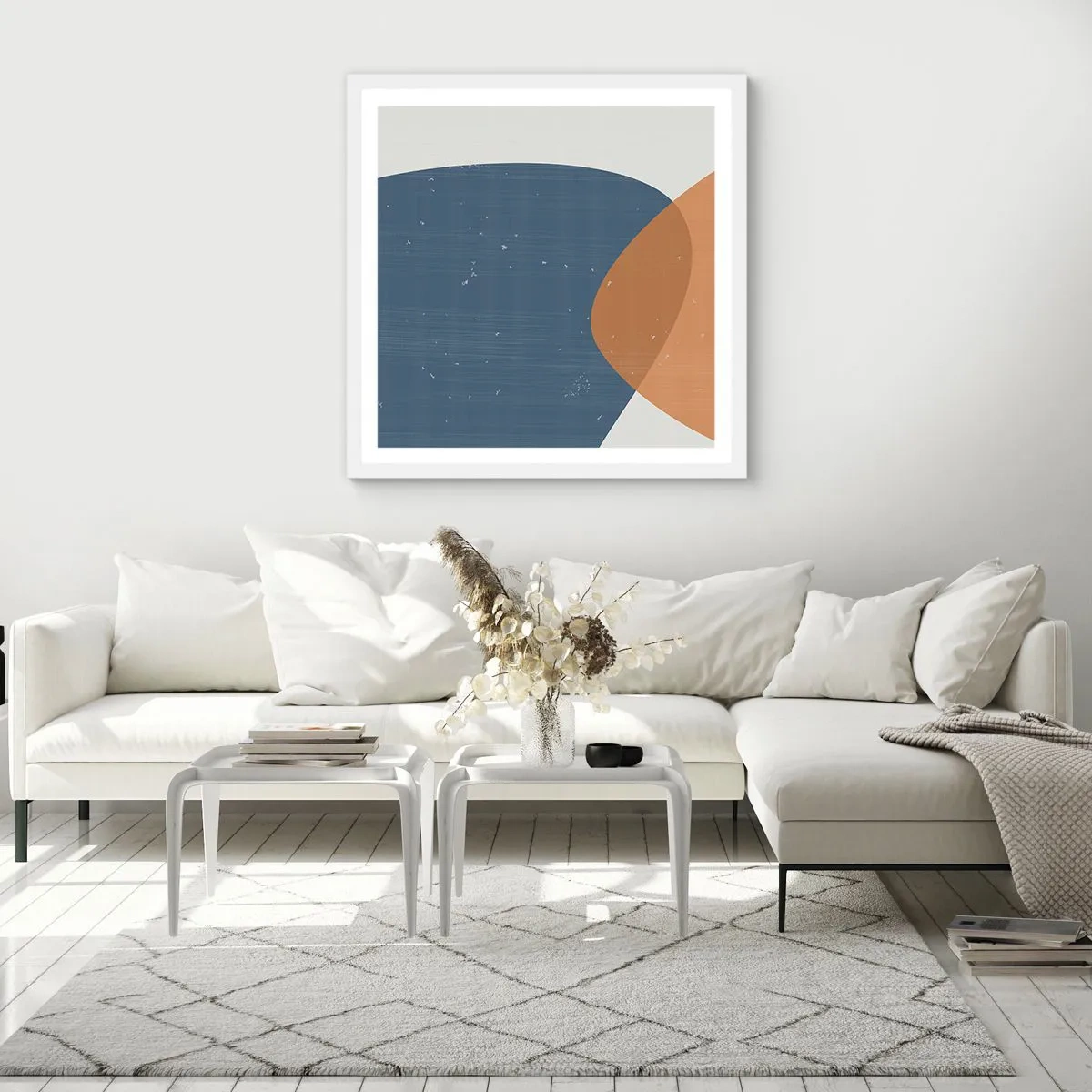Poster in white frmae - Ovals and Intersections - 50x50 cm