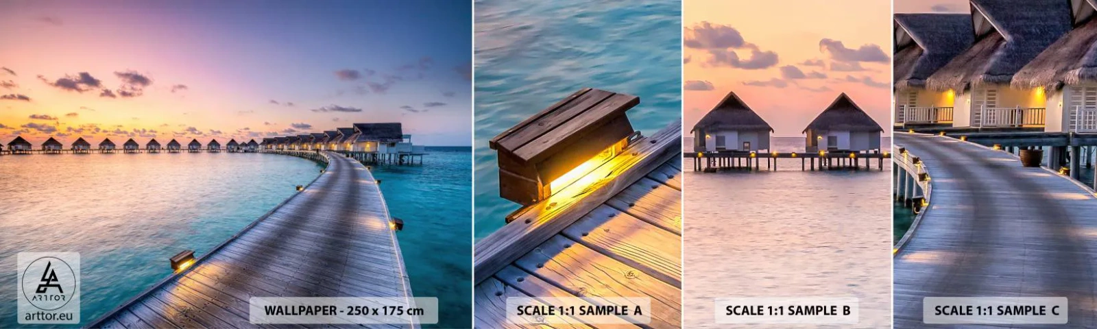 Photo Wallpaper Sample Self-Adhesive Deluxe Sticker - Holidays - Return to the Source - Maldives, Landscape, Travels - 100x30 cm