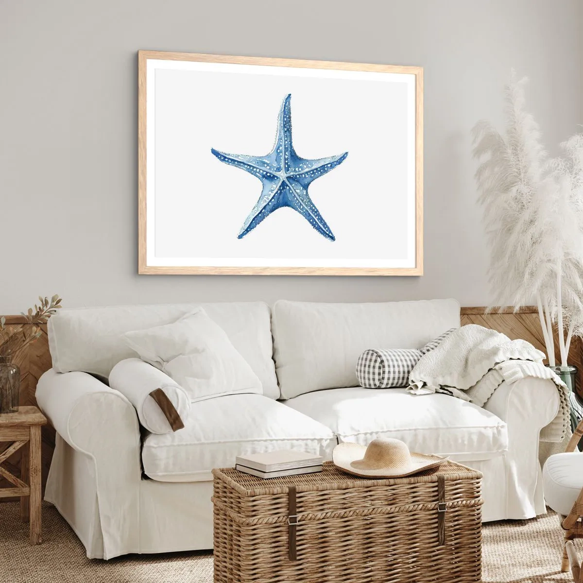 Poster in light oak frame - Sea Star - 100x70 cm