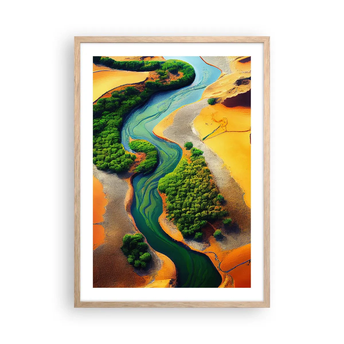 Poster in light oak frame - Life-giving River - 50x70 cm