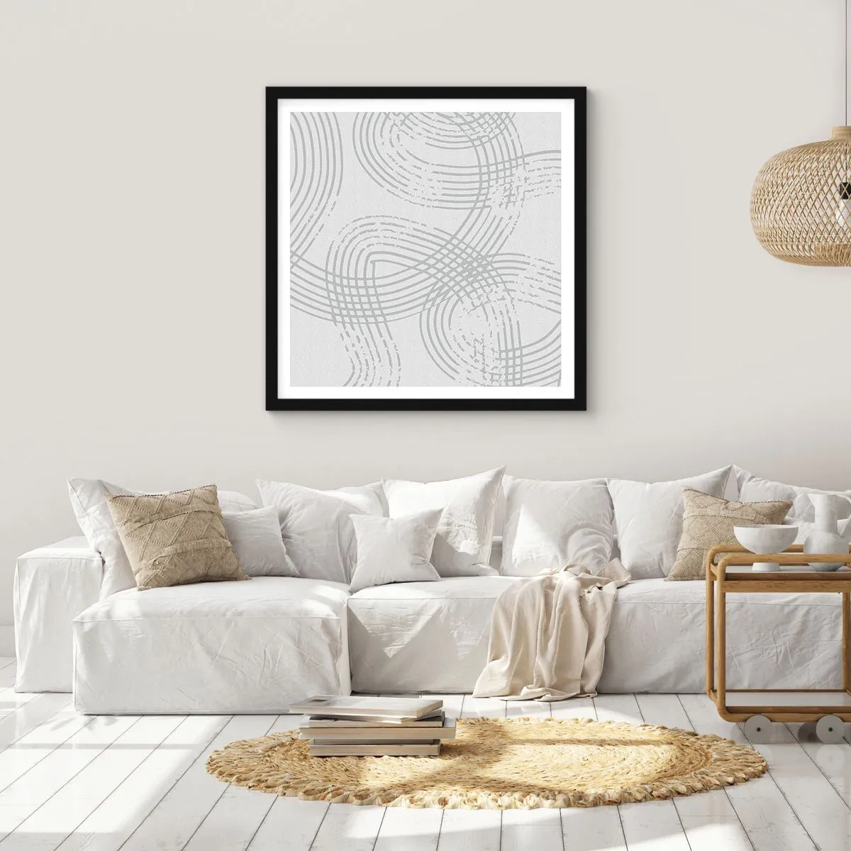 Poster in black frame - No Straight Line - 60x60 cm
