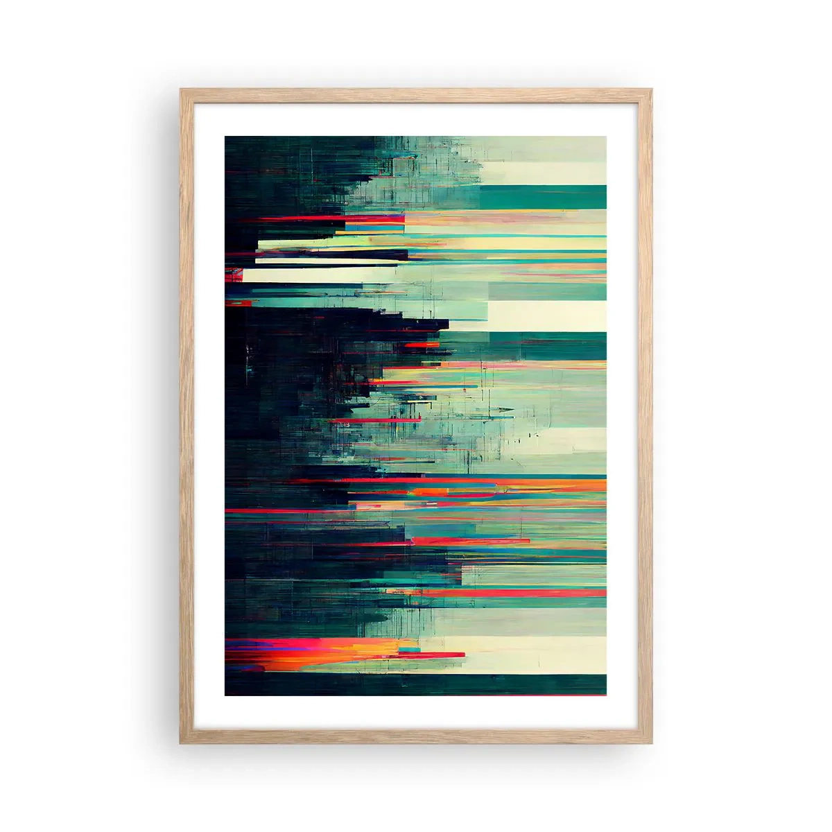 Poster in light oak frame - Futuristic City - 50x70 cm