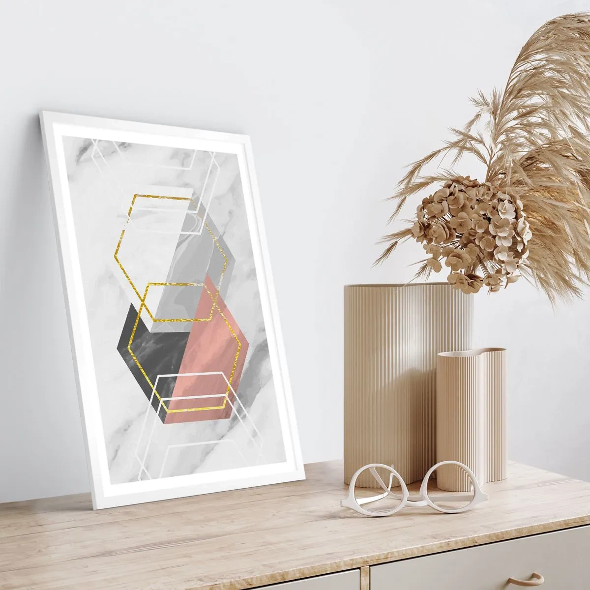 Poster in white frmae - Chain Composition - 40x50 cm