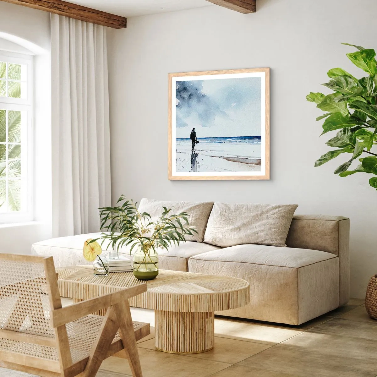 Poster in light oak frame - Conversation with the Sea - 30x30 cm