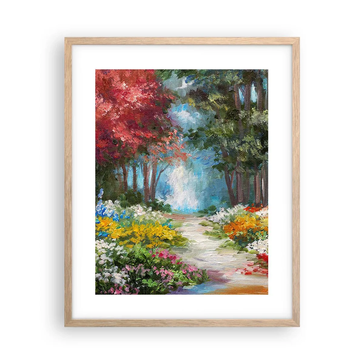 Poster in light oak frame - Wood Garden, Flowery Forest - 40x50 cm