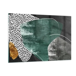 Glass picture - Colourful Abstract with a Golden Petal - 120x80 cm